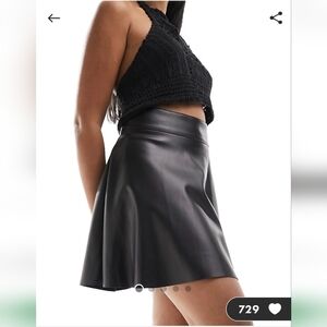ASOS Noisy May High Rise Black Faux Leather Skirt